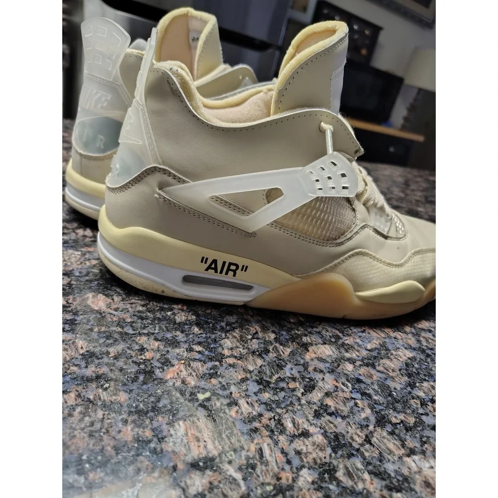 Jordan 4 Retro Off-White Sail Mens CV9388-100 Tan Cream Sneakers